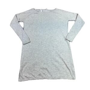 Athleta Merino Wool Sweater Dress Womens M Gray Ribbed Long Sleeve Knit Read